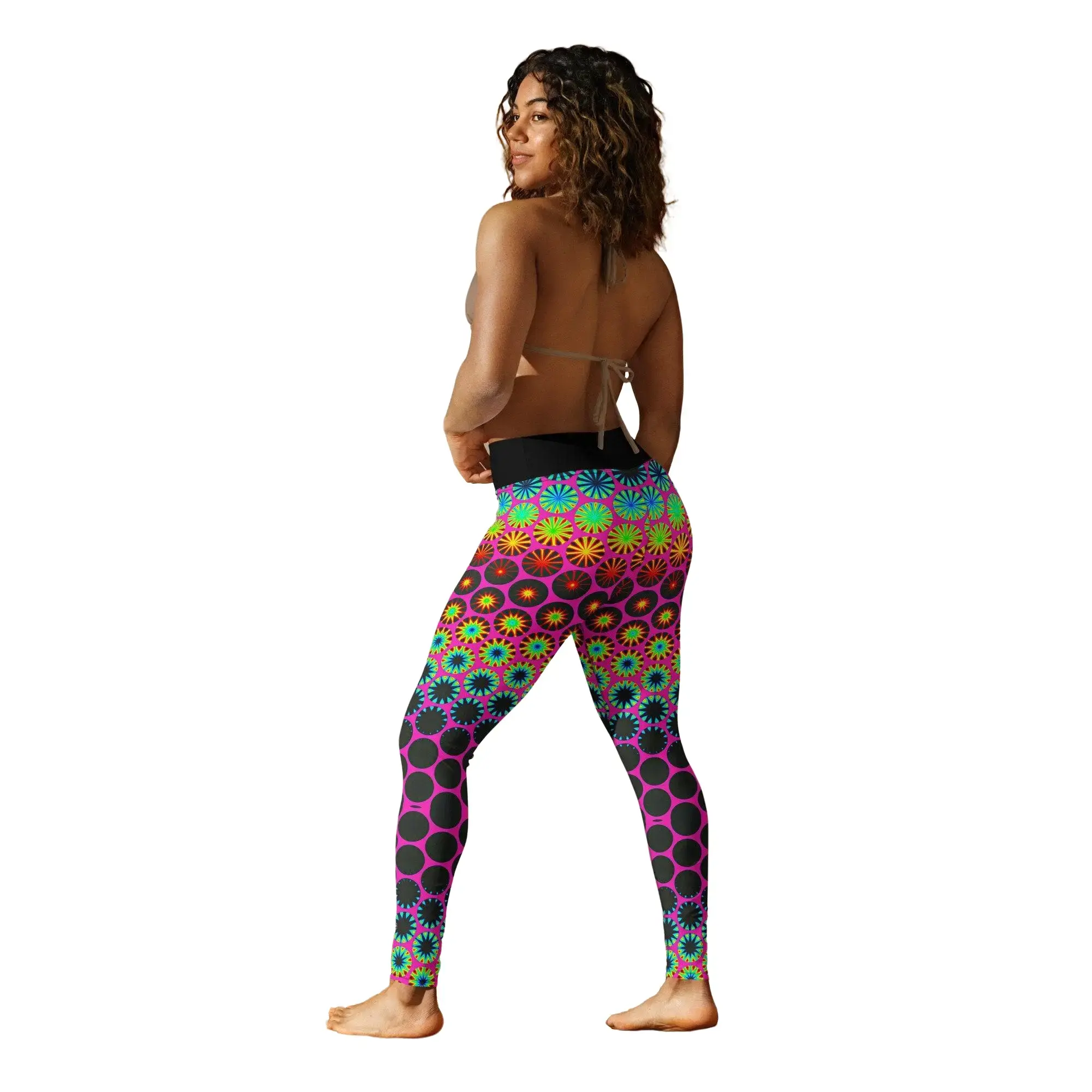 Prismatic Polka Dot Leggings Kaleidoscope Abstract Geometric Ombre Gradient Illusion Curve Enhancing Booty Lifting Butt Lift Gym Yoga Pants