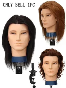 Male Human Body Model Head with Real Hair, Dense Hairaining Head, Hairstyle Design Practice, Doll Head, Adult Sizr, Barber Te, Mannequin Head