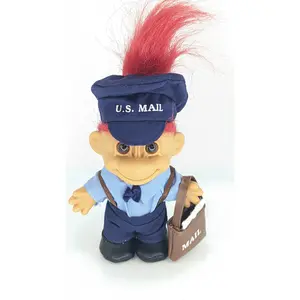 Generic Troll Doll Russ Red Hair Vintage Retro 5 inch Mail Carrier Mailman Postal Delivery, Pink