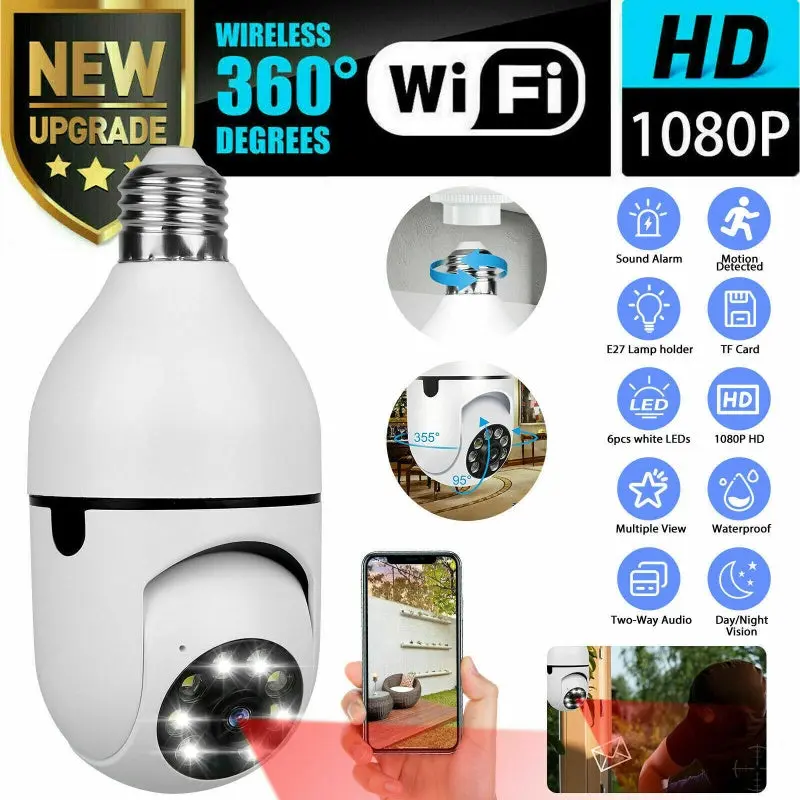 IR E27 Light Bulb Camera 1080P HD Wireless Wi-Fi Smart Home Security Camera