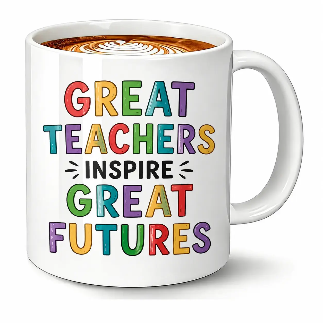 Great Teachers Inspire Great Futures Mug, Thank You Teacher Gift 11oz White Ceramic Coffee Cup, Teacher Appreciation Gift from Student, Birthday Christmas Gift for Teachers