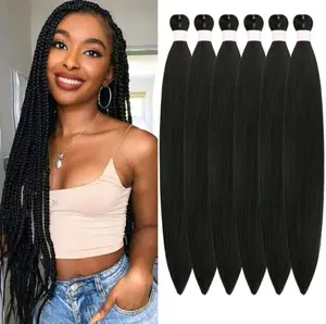 1/3/6 packs black braiding hair pre stretched knotless kanekalon box braids hair for braiding prestretched long straight synthetic braid in hair extensions for knotless braids