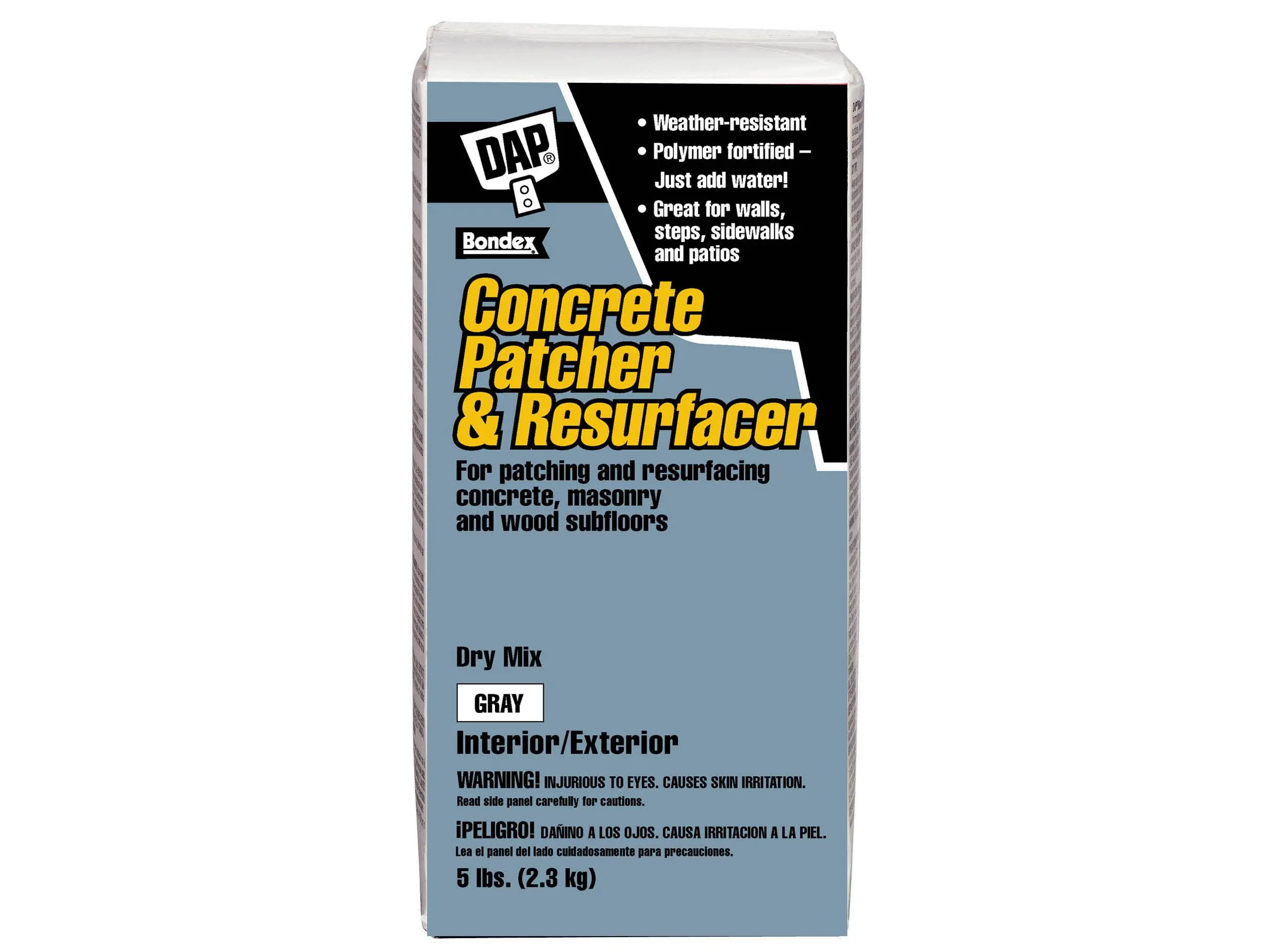 Dap 10466 Concrete Patcher & Resurfacer, Quick-Setting Crack-Resistant Fortified Cement Patch with Polymer Grout for Brick, Stone, Masonry, Stucco Repair & Wood Subfloor Patching, Repair Wood Subfloors