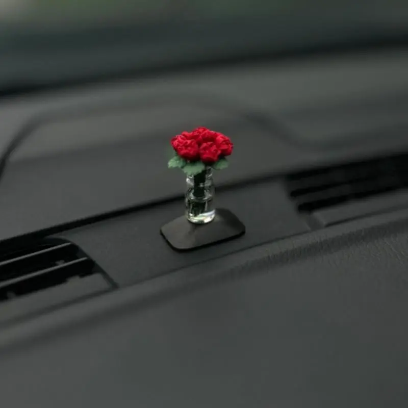 Dainty roses car center console window ornament mini cure car accessories ladies car personality beautiful interior ornaments