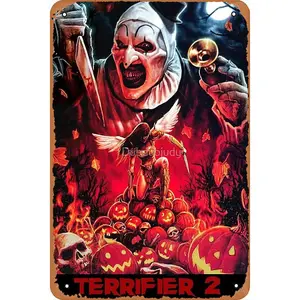Terrifier 2 Horror Movie Metal Tin Poster 12 X 8 Inches Man Cave Wall Decor
