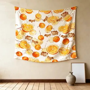 Watercolor Fresh Fruit Wall Tapestry, Machine Washable And Keep Neat Shape, Perfect For Wall Decoration And Party Layout On Summer Independence Day