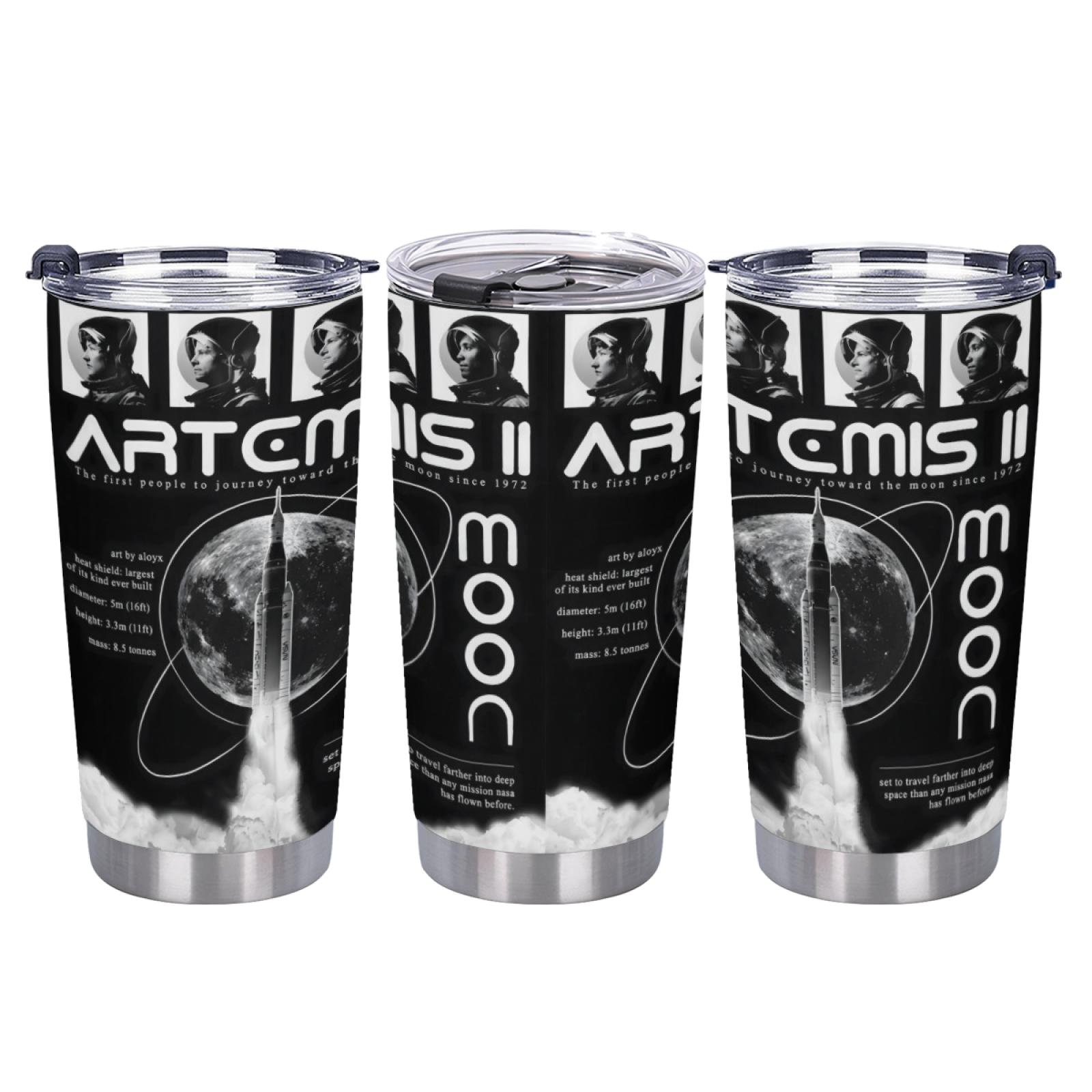 20oz NASA Artemis II Tumbler Stainless Steel Insulated Cup Travel Outdoor Office Home School Gift Galaxy Lover Him Her TikTok Viral Trending Aesthetic Reusable Drinkware