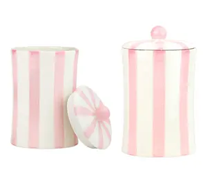 10 Strawberry Street Set of 2 Patisserie Stripe Canisters