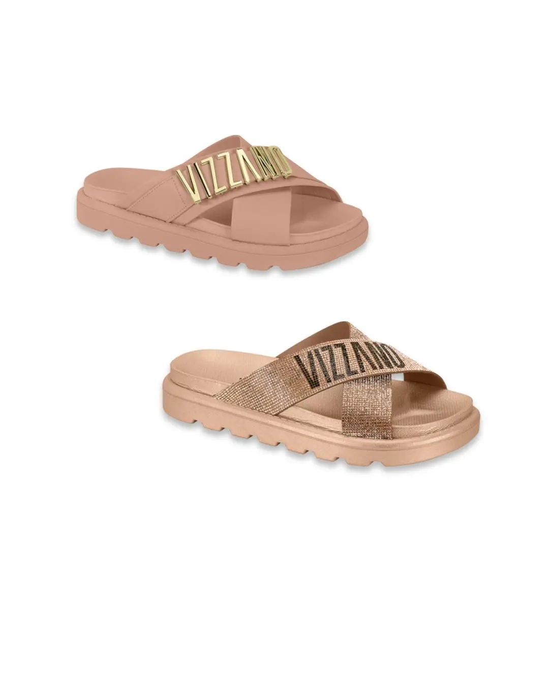 Vizzano Women's Elegant Open-Toe Slip-On Flat Sandals - Modern Gold Detail, Soft Sole, Minimalist Casual Wear Walking Shoes for Daily Summer Use