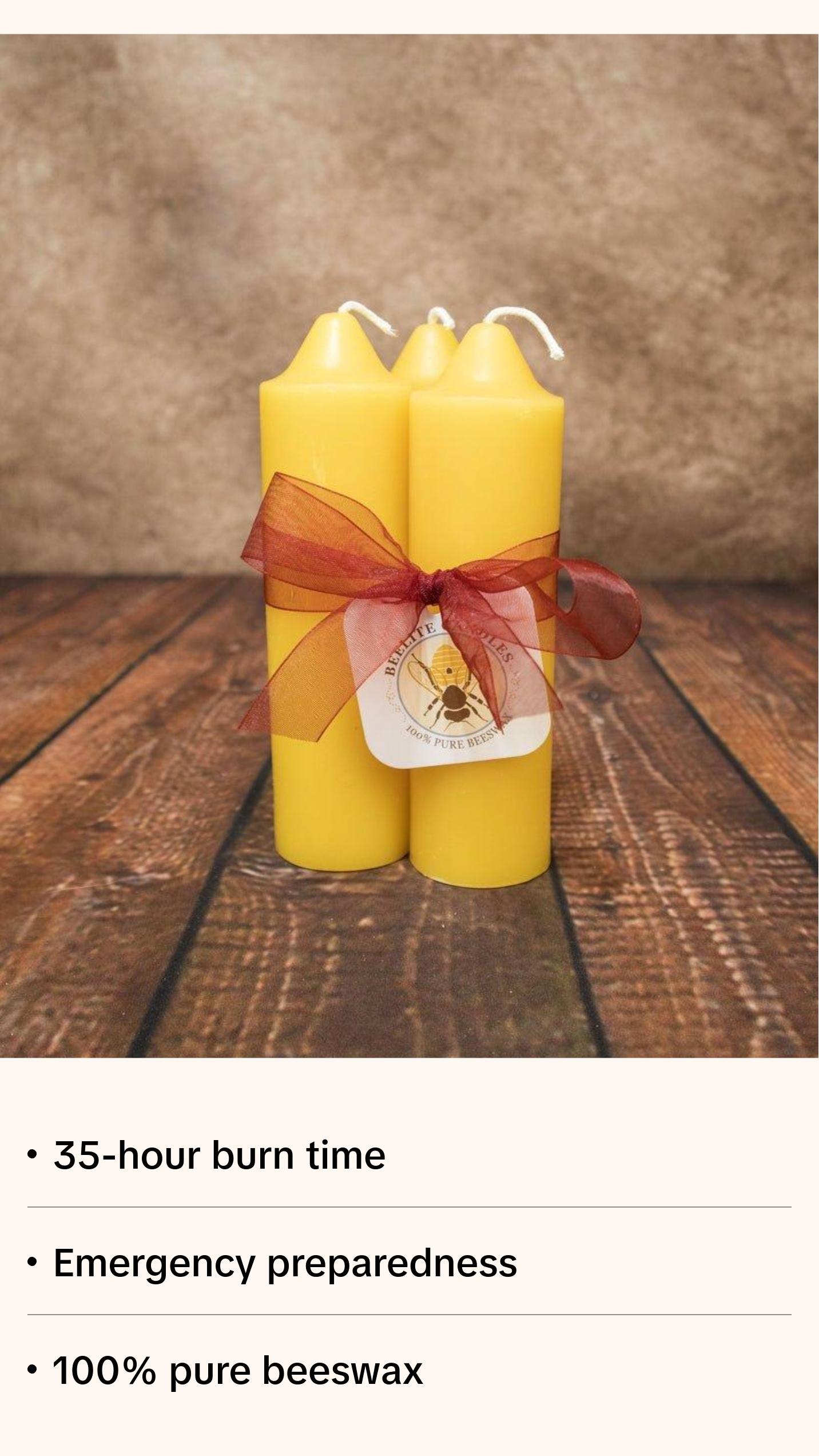 100% Pure Beeswax Emergency Candles