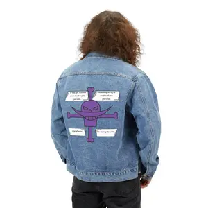 Men's Denim Jacket, Whitebeard Inspired Outerwear, Pirate Fashion, Anime Inspired Clothing, Cosplay Costume, Unique Men's Gift, Made by Icy Js