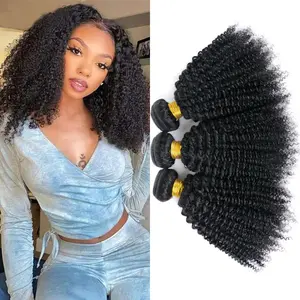 1 Pc Bundle Afro Kinky Curly Human Hair Bundles 10A Hair Bundles 100% Unprocessed Brazilian Virgin Human Hair Curly Weave 10-18 Inch One Bundle Hair Extensions Natural Black Color for Women
