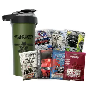 Frontline Sample Bundle: 5 Preworkouts, 1 Electrolyte, 1 Amino & Free Shaker - Operation Delirium, Gauntlet, Crucible Preworkout Drink Mix for Enhanced Performance & Focus