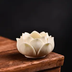 3 Inch White Lotus Incense Holder, Resin Lotus Burner Stick Tray, Spiritual Zen Decor for Home, Office, Yoga Studio, Perfect Back to School New Years Christmas Birthday Gift