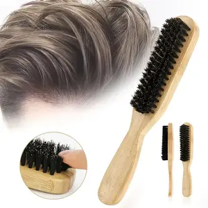 1pc Unisex Bamboo Handle  Boar Brush - Long Handle Comb for Natural Hair Styling and Cleaning, Suitable for All Hair Types, Controls Flyaways, Enhances Shine, Soft on Smooth Surfaces, High-Quality Bamboo Bristles, Hair Brush