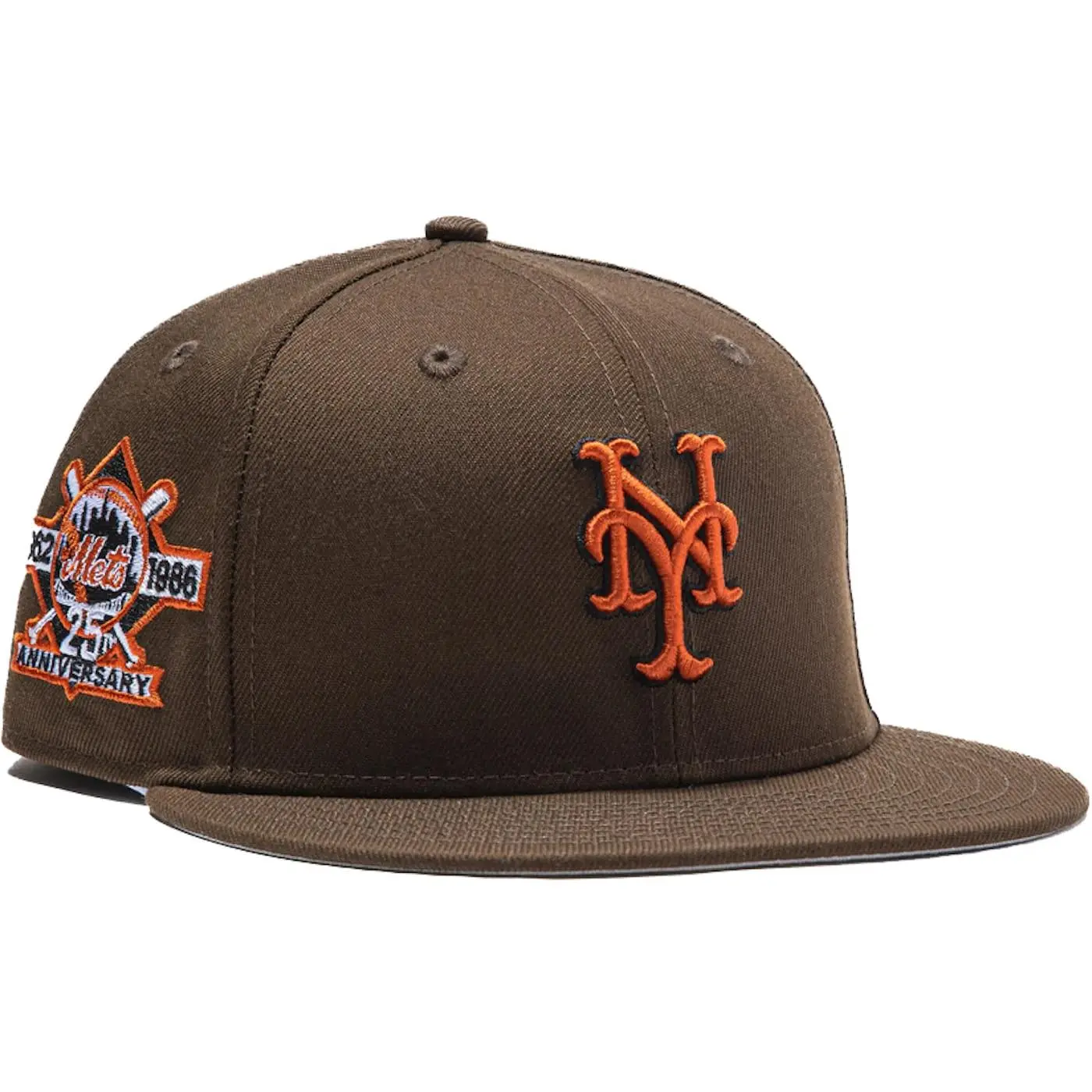 New Era New York Mets Aux Pack 25th Anniversary Patch Hat Club Exclusive 59Fifty Fitted Hat Brown