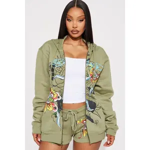 Ed Hardy Butterfly Zip Up Hoodie - Sage 1