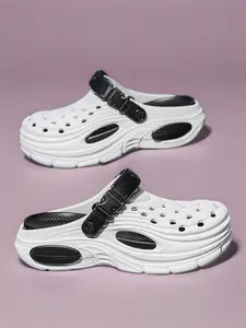Summer Fashion Men's Hole Shoes Clogs Adjustable Comfortable Lightweight Breathable Indoor Home Casual Slippers, Stylish and Comfy Footwear, Fashionable Slippers