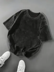 Vintage Washed Women's Sporty Short Sleeve Top, Summer Casual Loose Fit Shirt, Active Shirts, Activewear Clothing, Athletic Running Activewear, Ideal for Daily Commute, Leisure, and Fitness