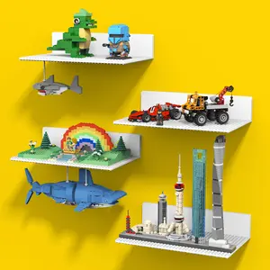 BlissBox Rectangular White Wall-Mounted Bricks Display Shelf, 11.3 x 6.3 Inches, Double-Sided Design with 36 x 20 Bumps on Each Side – Perfect for Toy Blocks Storage, Display, or Room Decor, Durable ABS Material