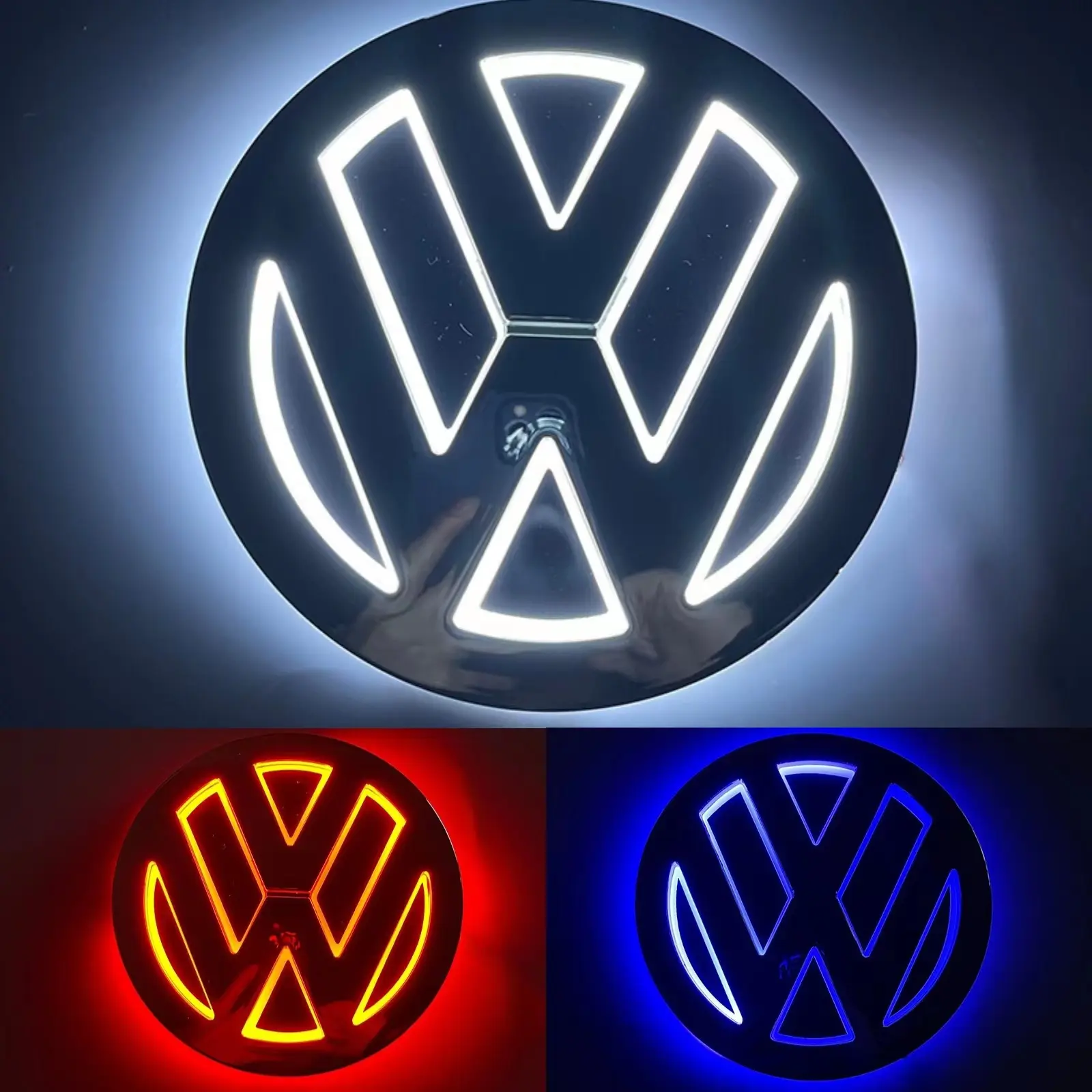 Volkswagen LED Rear Emblem Light – 3D Layered Illuminated Tailgate Badge with Red, White & Blue Glow Options| Plug-and-Play No-Wiring Installation for VW Tiguan, Bora, Magotan & Golf 6| Weatherproof Decorative Upgrade for Volkswagen Owners