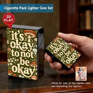 To My Husband Cast Iron & Plastic Cigarette Case with 2D Printed Metal Lighter Shell, "It's Okay to Not Be Okay" Warm Healing Design Lighter Accessory, Ideal for 2026 New Year, Valentine's Day Gifts, Accessories