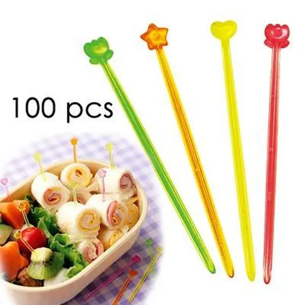 Japanese Bento Cute Food Pick 100 pcs - Clear and Slim Kitchen Set Utensils Plastic