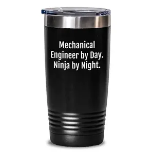 Funny Mechanical Engineer Gifts, Insulated Tumbler for Men, 'Mechanical Engineer By Day. Ninja By Night.' Quote, Christmas Unique Presents for Coworkers and Friends