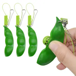 Squeeze bean keychains, edamame and peanut button buckle tension toys, children's and adult gifts, button rings, decorations, party supplies