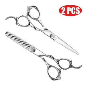 Stainless Steel Hairdressing Scissor Set | 2-Piece Kit (Thinning Shears + Straight Shears) | Professional Haircutting & Thinning Scissors for Home Use