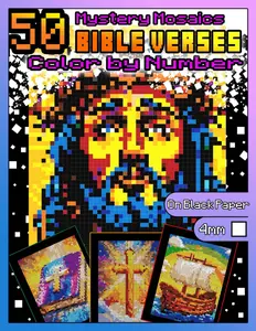 50 Bible Verses Mystery Mosaics Color by Number: Bible Activity book for Adults with Dazzling Hidden Bible Pictures