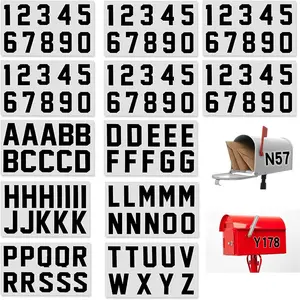 120 PCS 3 Inches Reflective Number & Capital Letters Stickers, Self Adhesive Pre-Spaced Waterproof for Mailbox Address Bin Window Door Cars Black Lettering with Silver Background