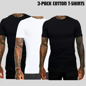 3 Pack Cotton T-Shirts for Men Slim Fit Crewneck Tee Soft Breathable Basic Everyday Shirt Casual Streetwear Gym Workout Layering Undershirt Minimal Style Gift for Him #menshirt #slimfittshirt #cottontee #3packshirts #mensfashion #streetwearstyle
