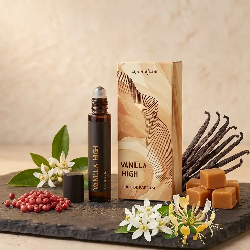 Vanilla High | 10ml Perfume Oil Roll-On | Travel Size | Sweet & Creamy | Neroli, Orange, Caramel | Alcohol Free, Clean Eau de Parfum, Luxury Scent |Premium Gifts | Long Lasting Fragrance | Aromafume