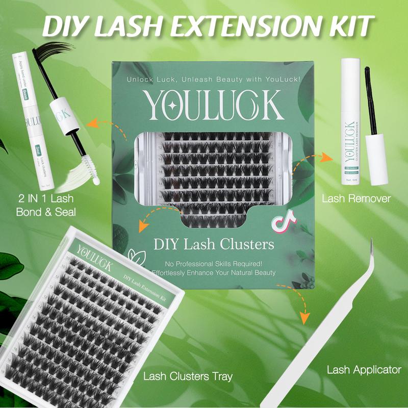 YOULUCK DIY Lash Clusters Kit - Soft Fluffy Long-Lasting Lashes with Glue Remover & Tweezer for Beginners Easy At-Home Application - Eyelash Set YOULUCK DIY Lash Clusters Kit - Soft Fluffy Long-Lasting Lashes with Glue Remover & Tweezer for Beginners Easy At-Home Application - Eyelash Set
