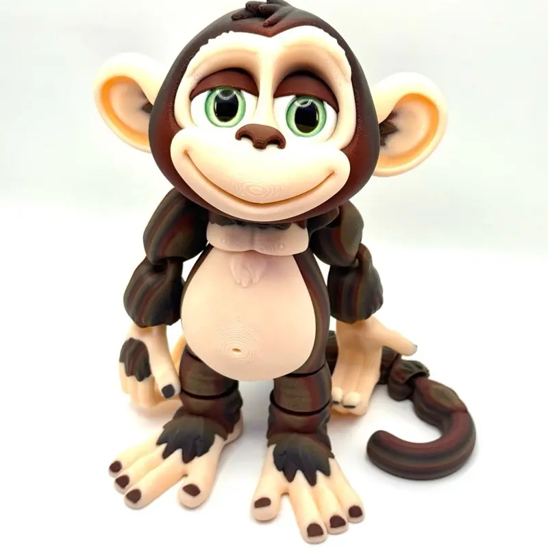 HixTown 8" Monkeys Glass eyes articulating 3d printed