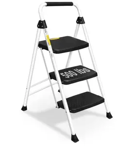 Step Ladder, Folding Step Stool for Adults with Handle, Lightweight, Sturdy Steel, Perfect for Kitchen & Household Capacity