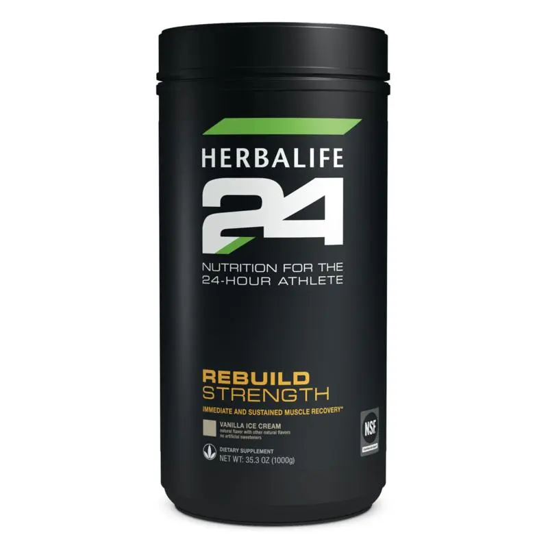 Herbalife24 Rebuild Strength Vanilla Ice Cream Canister Protein Drink Mix for Muscle Maintenance & Post-Training Recovery