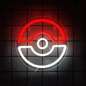 Anime Monster Ball Neon Sign, Pokemon GO LED Night Light, Decorative Neon Light - USB Powered Decor for Home, Game Room, Kids Bedroom, Living Room, Birthday Party, Anime Convention & Collectibles Display