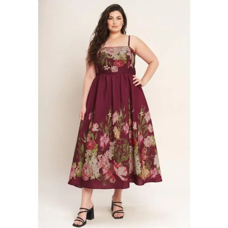 Plus Size Flying Tomato Printed Floral Maxi Dress