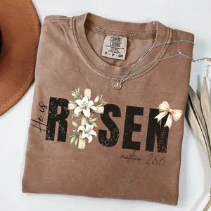 He is Risen T-Shirt: Retro Easter Christian Shirt, Bible Verse Tee Comfort Colors