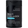 Sports Research Multi Collagen Pills (Type I, II, III, V, X) - Hydrolyzed Collagen Peptides with Hyaluronic Acid + Vitamin C - Non-GMO Verified & Gluten Free - 90 Capsules