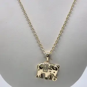 elephant pendant with chain laminated gold