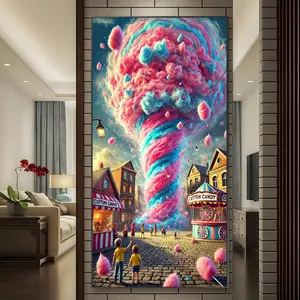 Candy Cloud Dream Fairy Tale Town Pattern DIY Diamond Arts Colorful Painting Kit without Frame, DIY 5D Diamond Arts Colorful Painting for Home Bedroom Wall Decor, Diamond Painting Kits