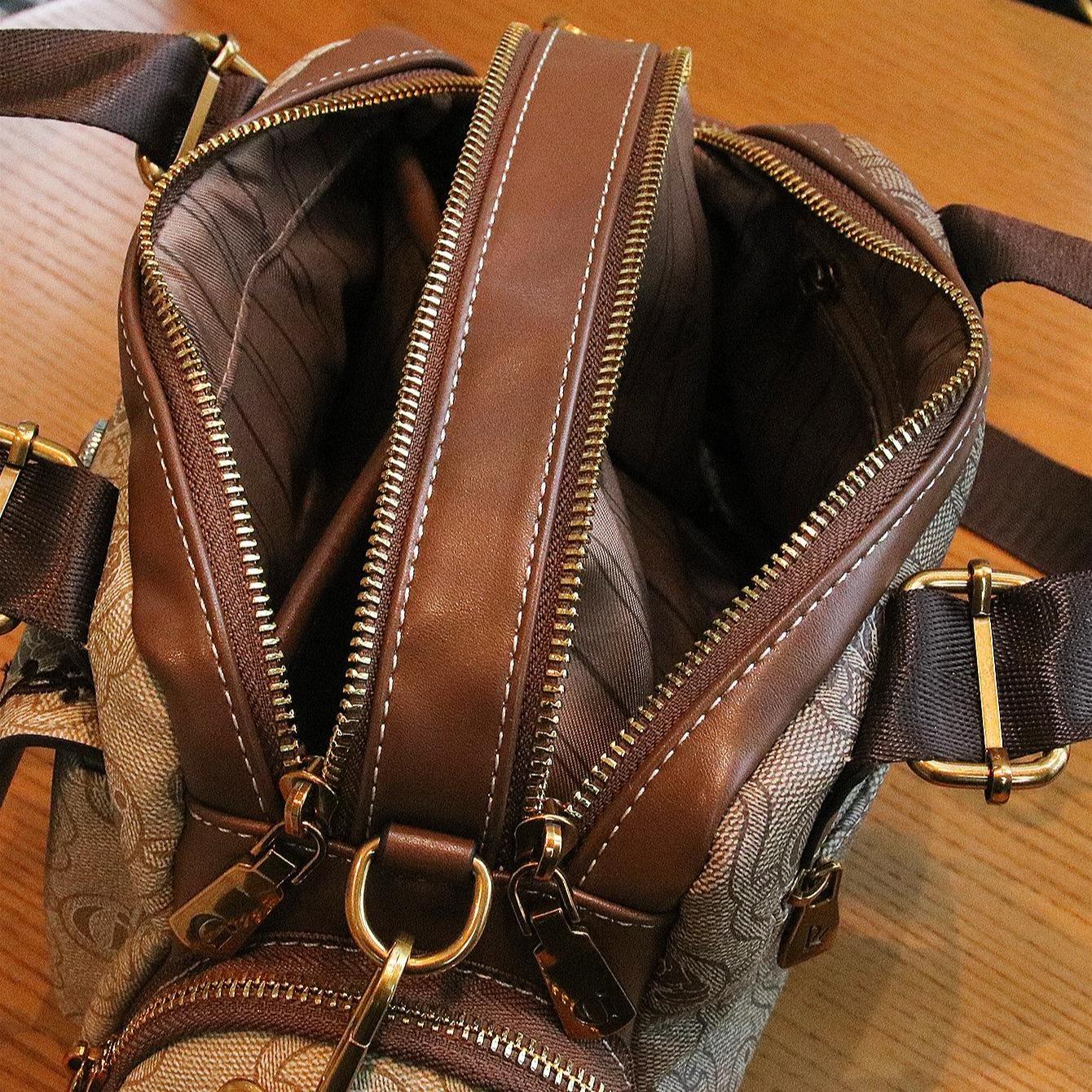 Vintage Embossed Faux Leather Boston city real Bag Equestrian Style Satchel Purse luxury designer