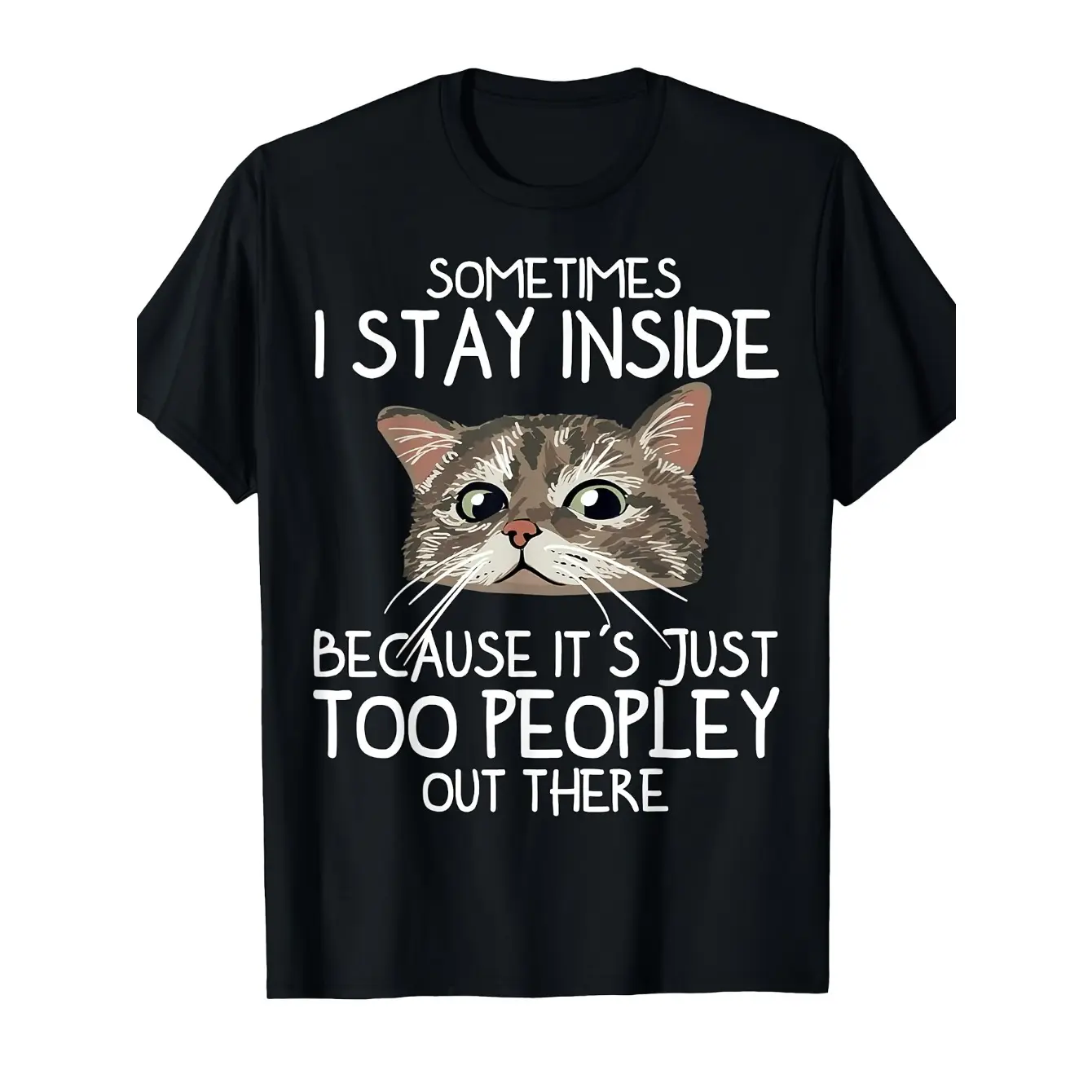 Customized Funny Cat Graphic Print T-Shirt for Men, Classic Unisex Tops with Short Sleeves and Crew Neck in a Casual Regular Fit, Garment, Menswear, Round Neck, All Seasons