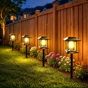 Solar Pathway Lights - High-Efficiency Polycrystalline Panels for All-Night Glow - IP65 Waterproof Outdoor Landscape Lighting for Garden, Walkway & Driveway Security (Black)