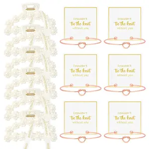 12 count Bridesmaid Proposal Gifts,  Hair Claw Clips & Bridesmaid Knot Bracelet Bachelorette Party Wedding Favors Bridal Party Present Hair Accessories for Women(Rose  Bracelets)