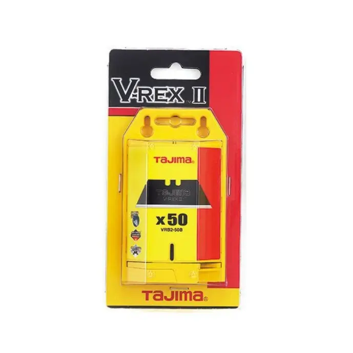 TAJIMA V-REX II VRB2-50B Replacement Blades, Optimized Tempered Metal Edges, 50-Count for Drywall Scoring Tasks & Heavy-Duty Cutting