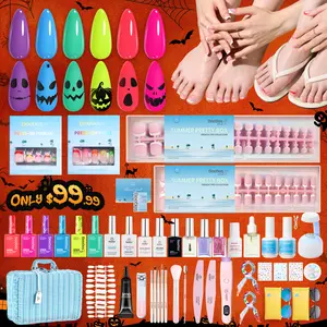 Beetles Neon Box Gel Polish Set and Hand&Toe Press On Set Nail Art Kit Manicure 2025 Limited Edition